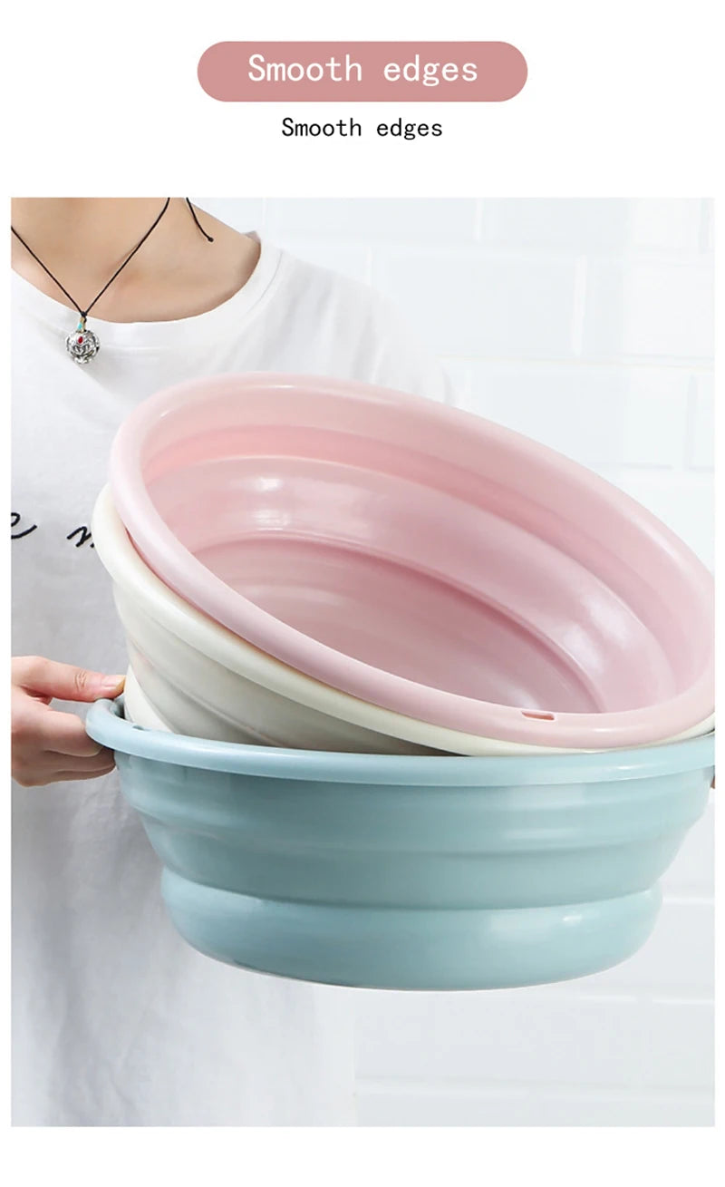 Household Foldable Plastic Basin Portable Student Dormitory Travel Laundry Thickened Wash Basin Bathroom Accessories Household