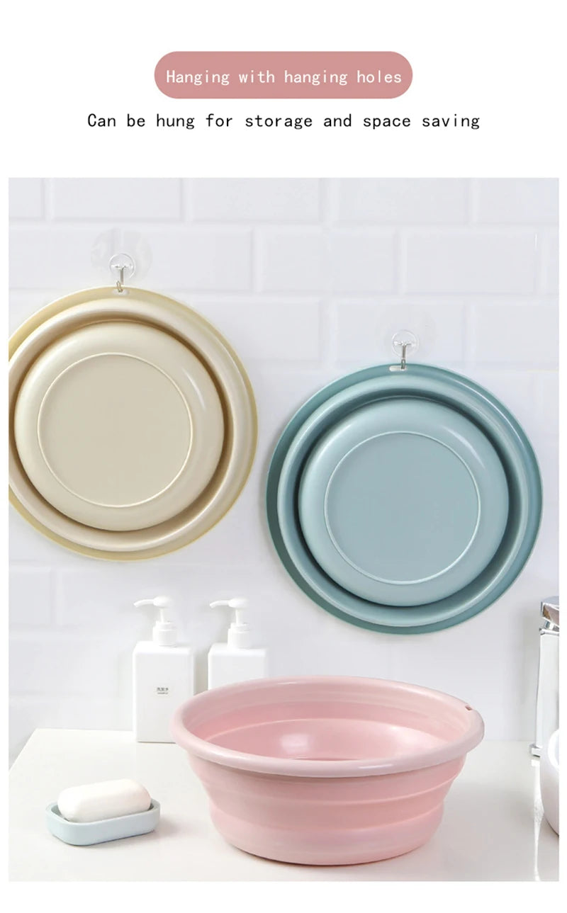 Household Foldable Plastic Basin Portable Student Dormitory Travel Laundry Thickened Wash Basin Bathroom Accessories Household