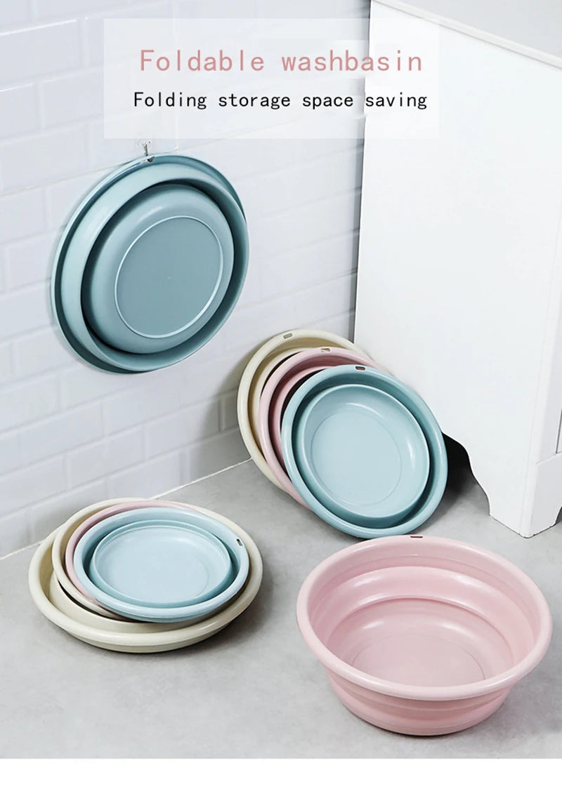 Household Foldable Plastic Basin Portable Student Dormitory Travel Laundry Thickened Wash Basin Bathroom Accessories Household