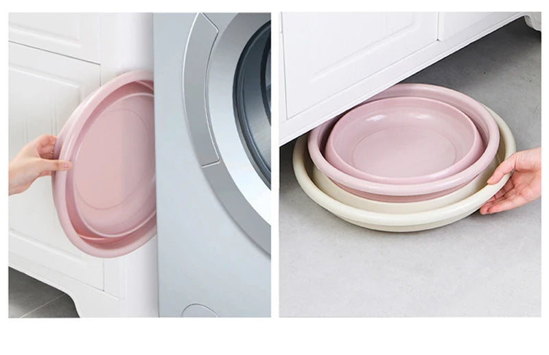 Household Foldable Plastic Basin Portable Student Dormitory Travel Laundry Thickened Wash Basin Bathroom Accessories Household