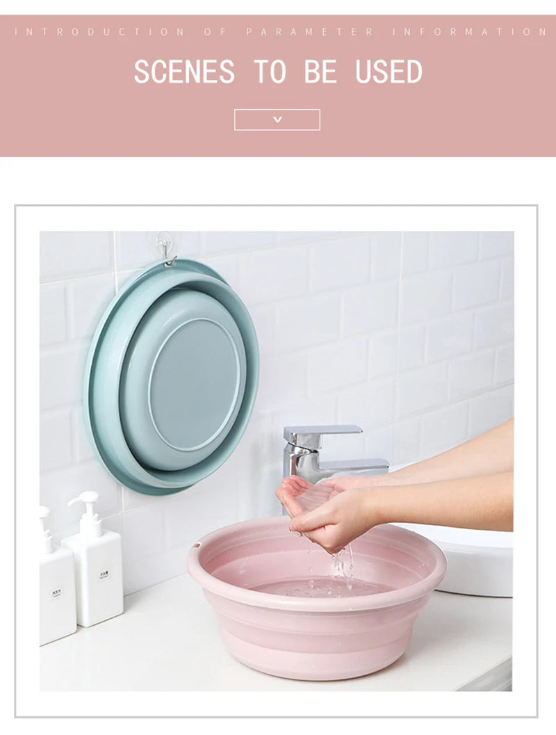 Household Foldable Plastic Basin Portable Student Dormitory Travel Laundry Thickened Wash Basin Bathroom Accessories Household