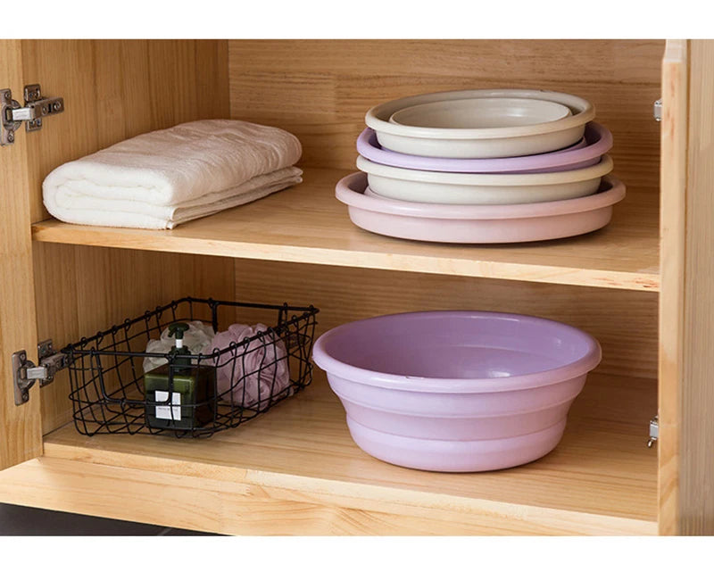 Household Foldable Plastic Basin Portable Student Dormitory Travel Laundry Thickened Wash Basin Bathroom Accessories Household