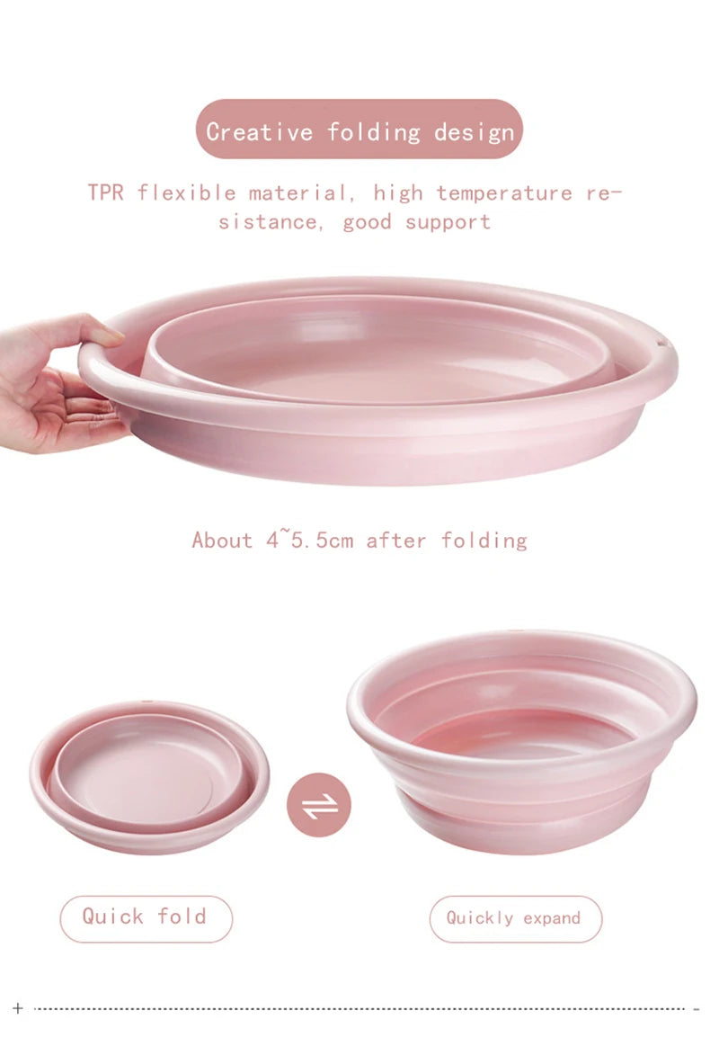 Household Foldable Plastic Basin Portable Student Dormitory Travel Laundry Thickened Wash Basin Bathroom Accessories Household