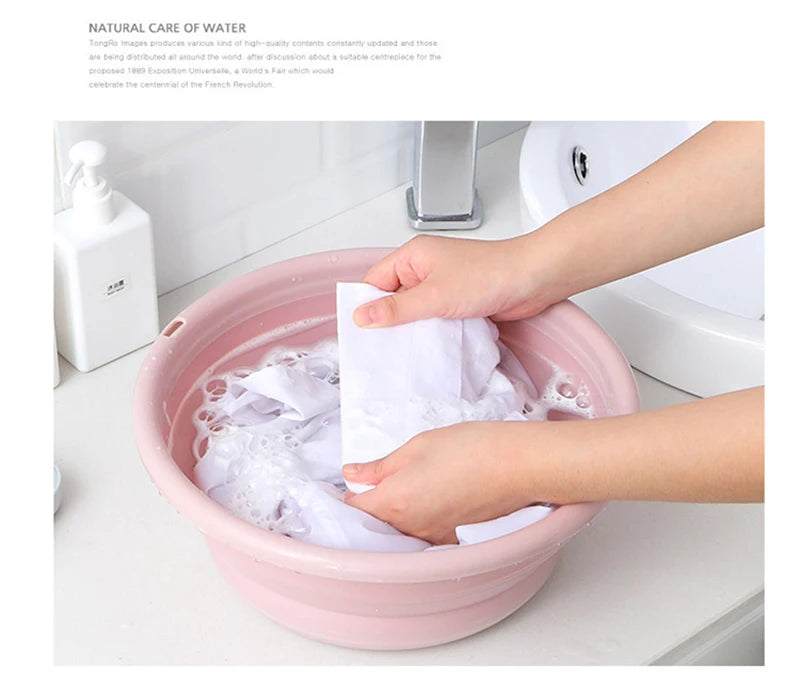 Household Foldable Plastic Basin Portable Student Dormitory Travel Laundry Thickened Wash Basin Bathroom Accessories Household