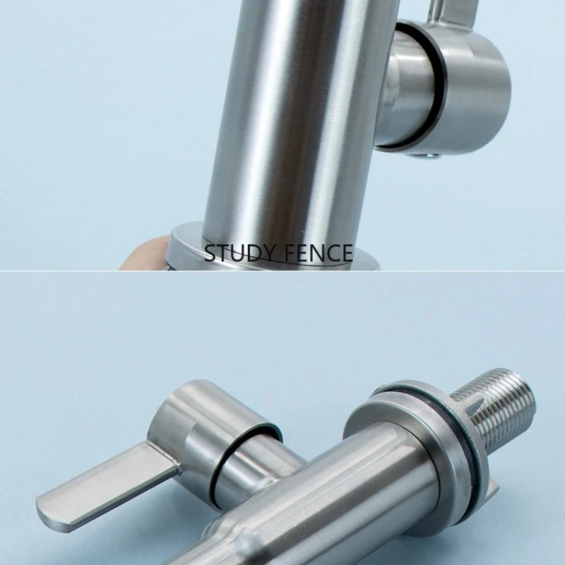 1pc Stainless Steel Faucet Bathroom Single Cooling Faucet Kitchen Household Dishwashing Faucet Household Hardware Accessories