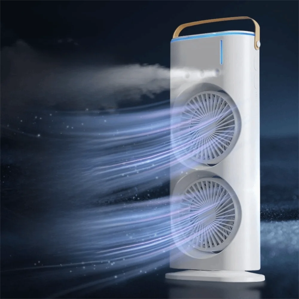 Household 3 In 1 Air Conditioner Portable Dual-Head Humidifier Adjustable Wind Speed Desktop Fan Fan Bedroom