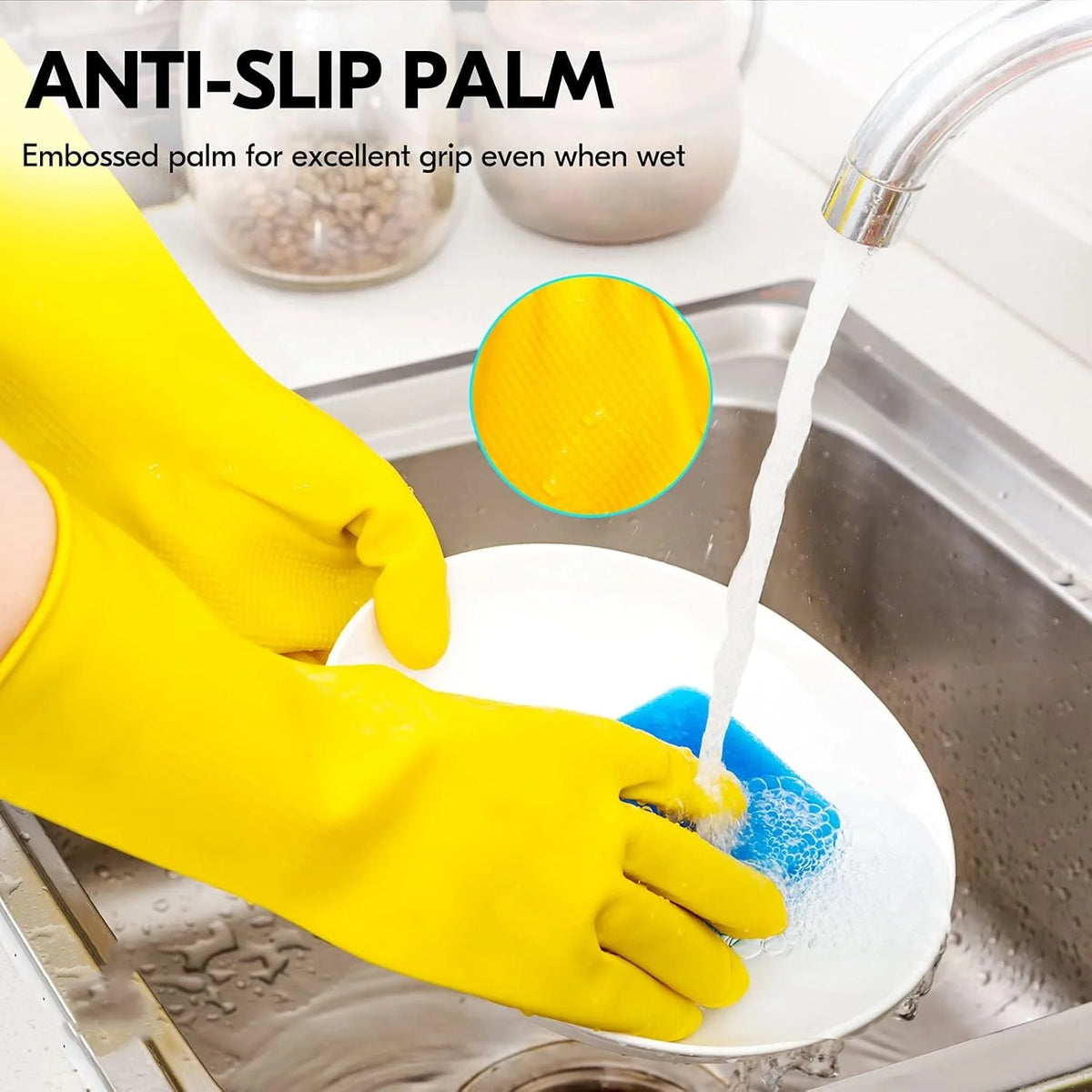 Latex Dishwashing Gloves Women's Waterproof Household Kitchen Washing Bowl Washing Clothes Vegetable Cleaning Household