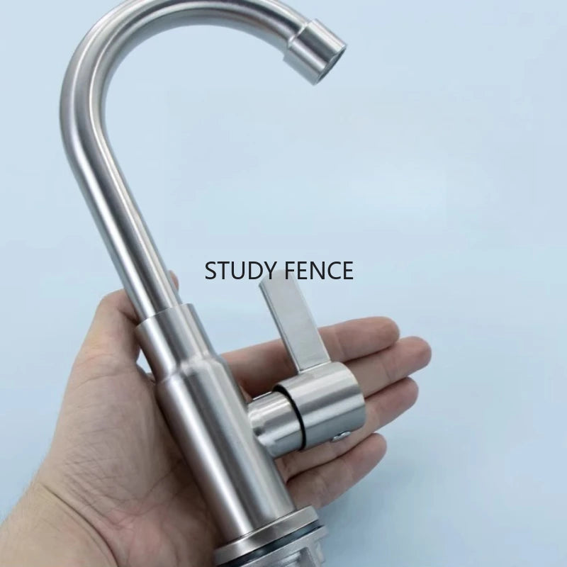1pc Stainless Steel Faucet Bathroom Single Cooling Faucet Kitchen Household Dishwashing Faucet Household Hardware Accessories