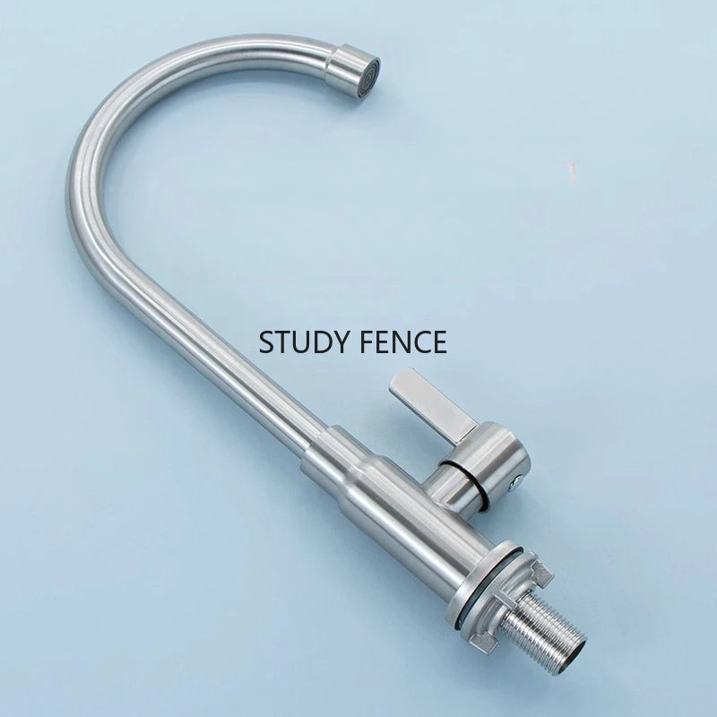 1pc Stainless Steel Faucet Bathroom Single Cooling Faucet Kitchen Household Dishwashing Faucet Household Hardware Accessories