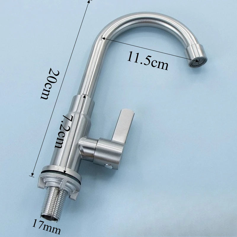1pc Stainless Steel Faucet Bathroom Single Cooling Faucet Kitchen Household Dishwashing Faucet Household Hardware Accessories
