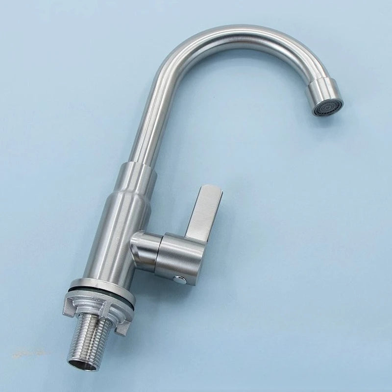 1pc Stainless Steel Faucet Bathroom Single Cooling Faucet Kitchen Household Dishwashing Faucet Household Hardware Accessories