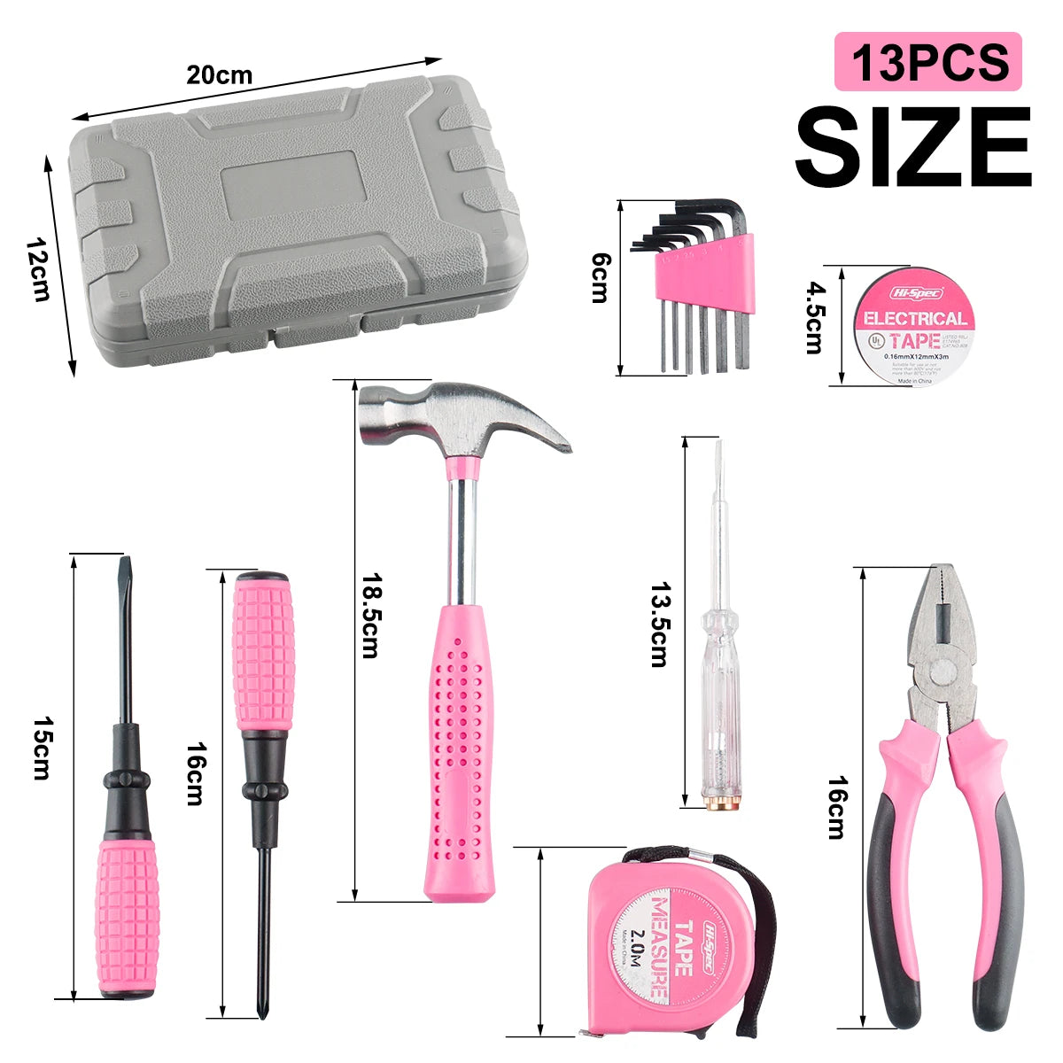 Household Hand Tools Set General House Hold Hand Tool Kit with Plastic Toolbox Storage Case Used to Car Repair and Home Repair