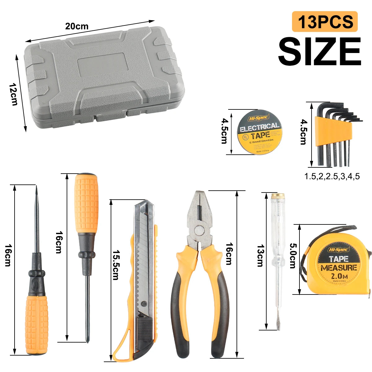 Household Hand Tools Set General House Hold Hand Tool Kit with Plastic Toolbox Storage Case Used to Car Repair and Home Repair