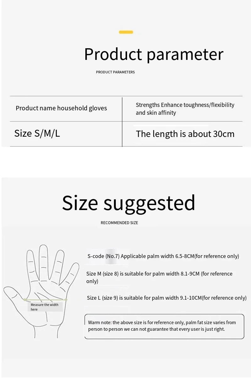 Household Dishwashing Gloves Waterproof Kitchen Washing Bowl Washing Clothes Vegetable Cleaning Car Washing Housekeeping Unisex