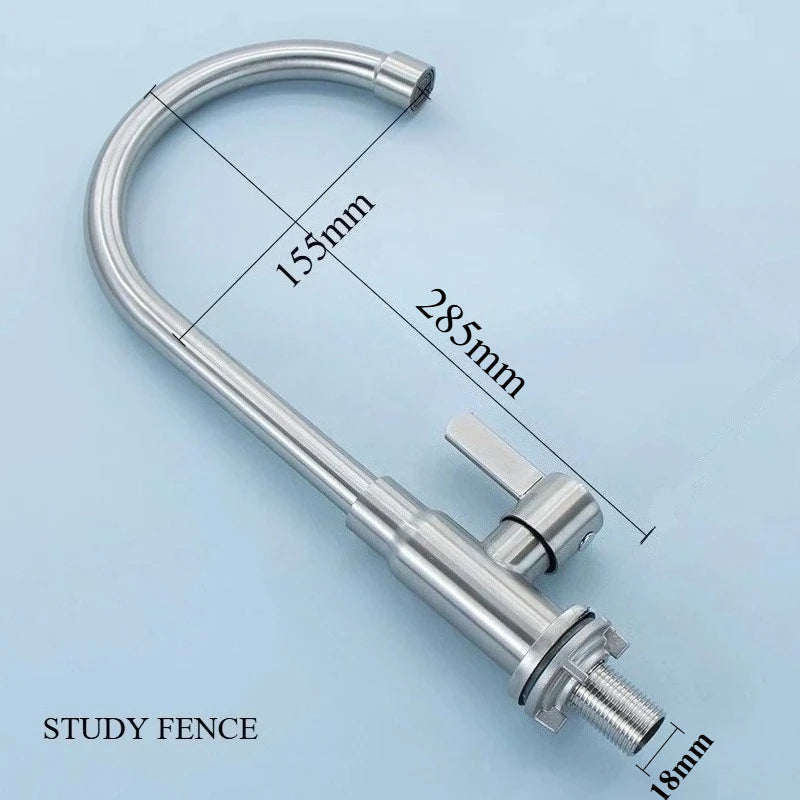 1pc Stainless Steel Faucet Bathroom Single Cooling Faucet Kitchen Household Dishwashing Faucet Household Hardware Accessories
