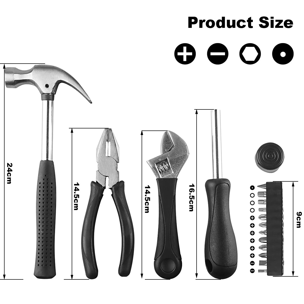 Household Hand Tools Set General House Hold Hand Tool Kit with Plastic Toolbox Storage Case Used to Car Repair and Home Repair