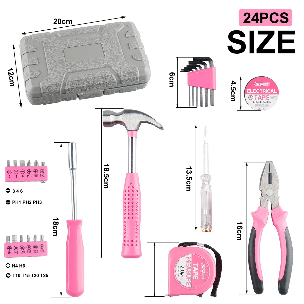 Household Hand Tools Set General House Hold Hand Tool Kit with Plastic Toolbox Storage Case Used to Car Repair and Home Repair