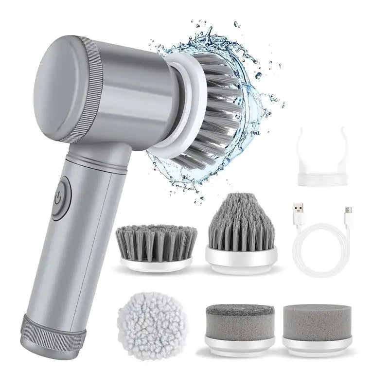 Household Multi functional Handheld Electric Cleaning Brush Dishwashing Brush Kitchen Household 6pcs/Set