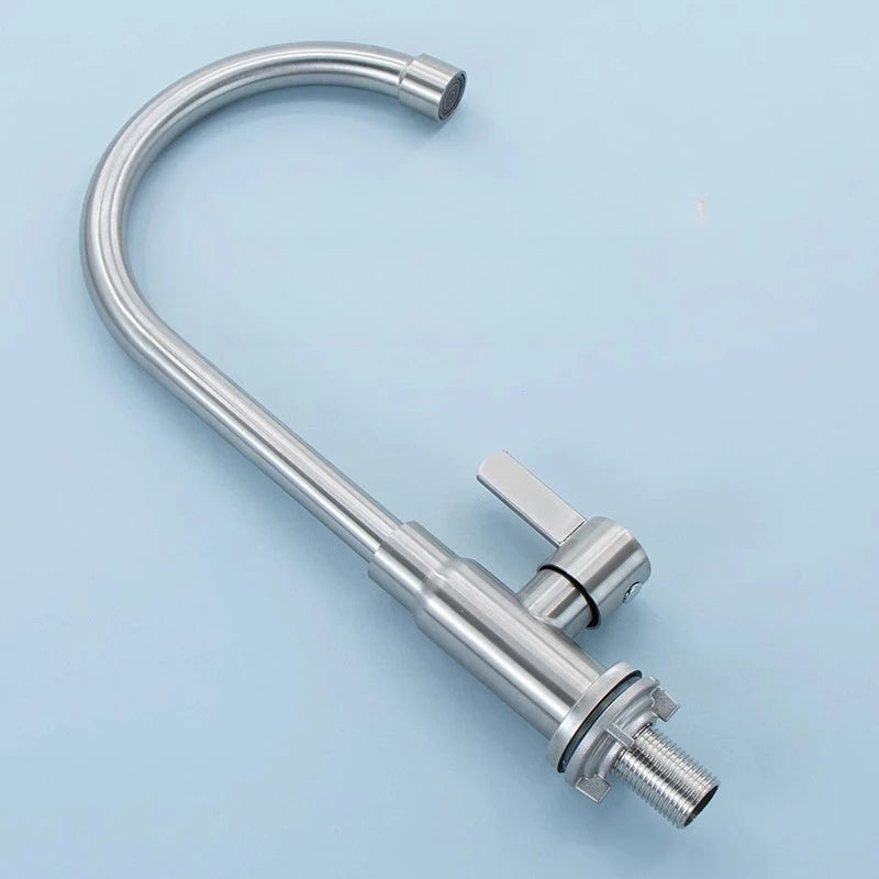 1pc Stainless Steel Faucet Bathroom Single Cooling Faucet Kitchen Household Dishwashing Faucet Household Hardware Accessories