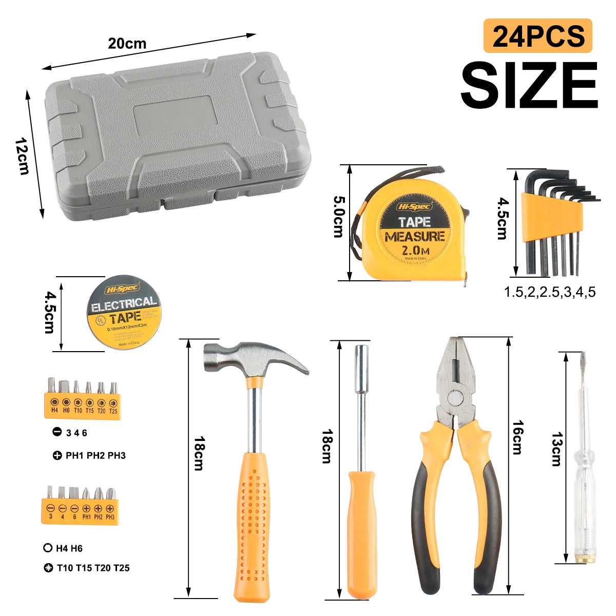 Household Hand Tools Set General House Hold Hand Tool Kit with Plastic Toolbox Storage Case Used to Car Repair and Home Repair