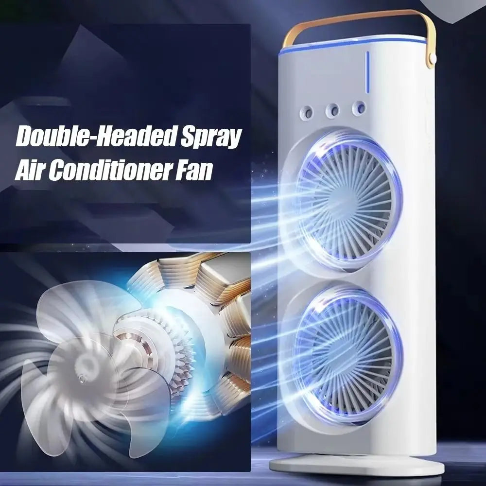 Household 3 In 1 Air Conditioner Portable Dual-Head Humidifier Adjustable Wind Speed Desktop Fan Fan Bedroom