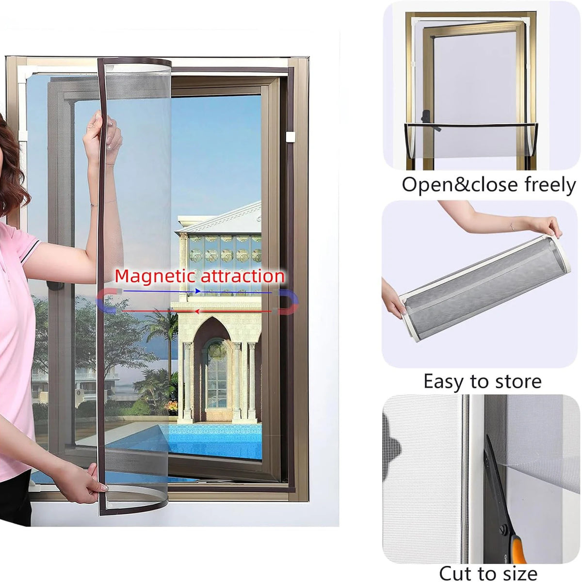 Magnetic Mesh Mosquito Screen, Household Invisible Screen Window, Simple, Household Use, Automatic Shutdown Magnetic Window